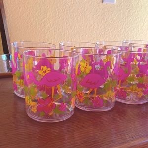 Set of 12 Flamingo, plastic party glasses.